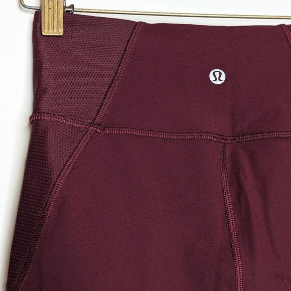Lululemon Wunder Under High-Rise Tight 28" Mesh Garnet Wine Red Legging - Picture 9 of 10